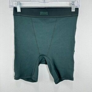 SKIMS Women's Rib Boxer Briefs Shorts Size Small Hunter Green Cotton Blend NWOT